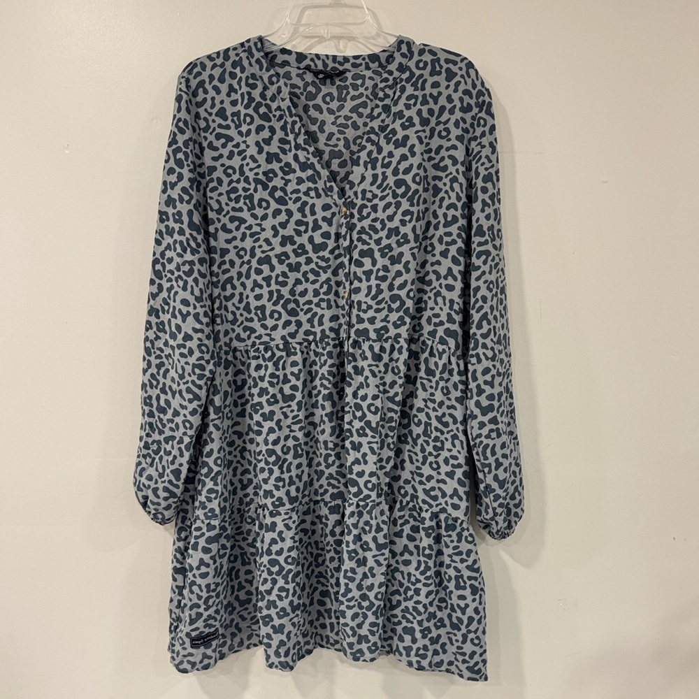Simply Southern Blue and Gray Animal Print Dress Size XL